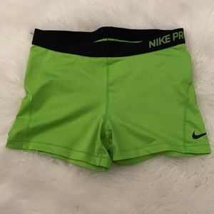 Nike Pro Dri Fit  neon green short